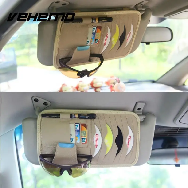 Vehemo многофункциональный автомобильный Автомобильный солнцезащитный козырек кожаный чехол для DVD для CD сумка держатель(только черная сумка