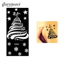 Цельнокроеное платье для нанесения хны и тату трафарет Красота Снежинка новогодняя елка со звездой пастообразная хна рисунок «сделай сам» женскую ногу рука татуировки, серебряные ювелирные изделия, трафарет S284