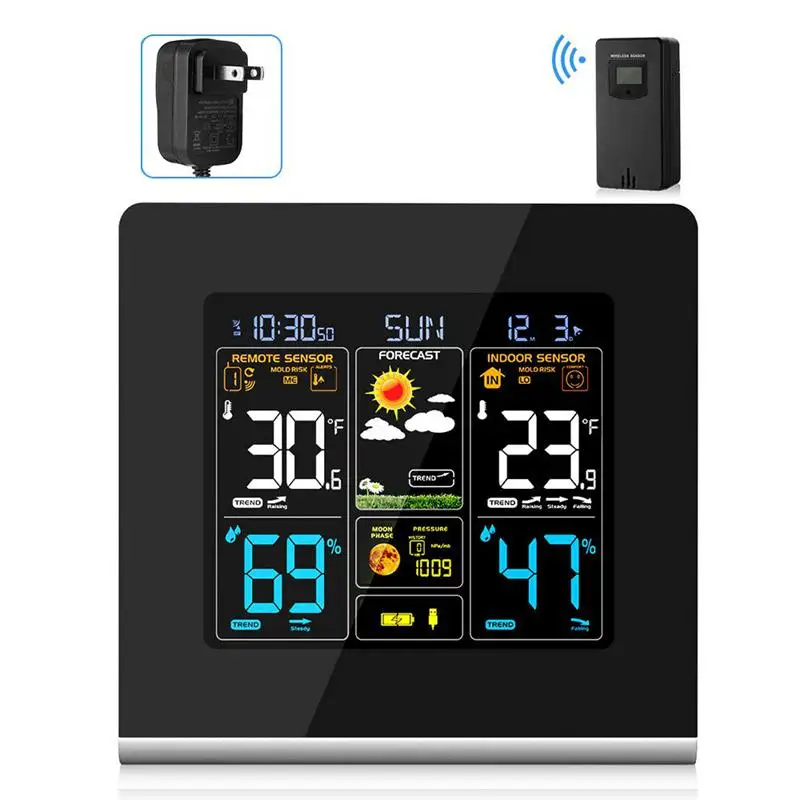 

Wireless Weather Station, Weather Clocks, Hygrometer Indoor Outdoor Thermometer, Weather Forecast Station With Hd Display Scre