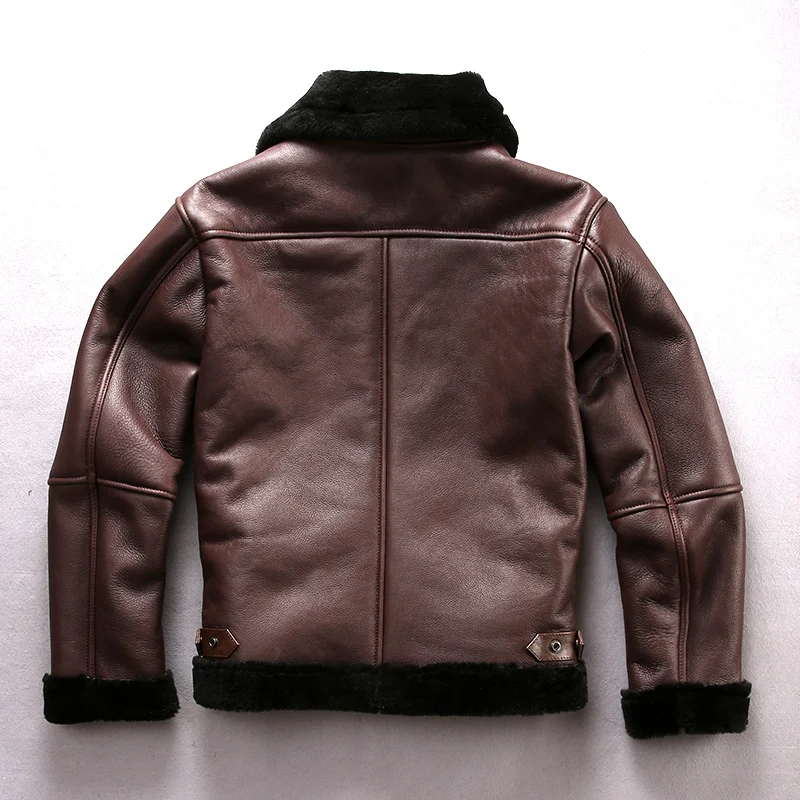 90% OFF AV-8006 Read Description! Asian size super quality warm genuine sheep fur leather jacket mens winter shearling bomber fur jacket