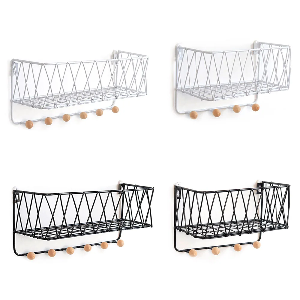 Простая Скандинавская железная сетка настенная полка креативное домашнее украшение двери подвесной крючок настенная стойка для кухни ванной комнаты полка