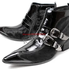 Роскошные брендовые кожаные итальянские ковбойские ботинки в западном стиле на высоком каблуке с острым носком и шипами обувь в стиле милитари черного цвета в стиле панк для мужчин; большие размеры