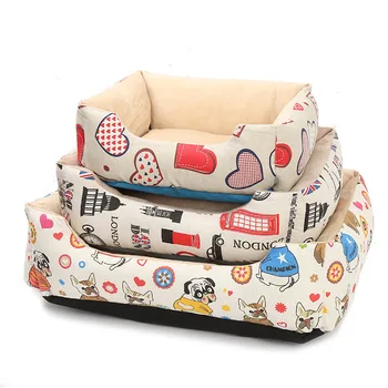 

Summer Rectangle Print Dogs Beds Couch Soft Pet House Kennel Breathable Cool Mat Cushions For Small Dogs Drop Shipping