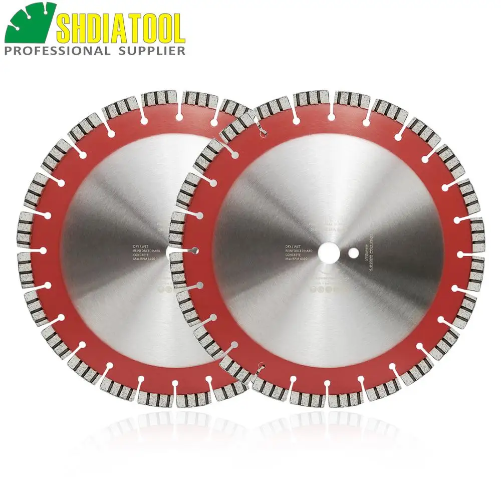 

SHDIATOOL 2pcs Dia 14" Laser welded Diamond Blade Cutting Disc Reinforced concrete Professional High Turbo segments Saw Blade