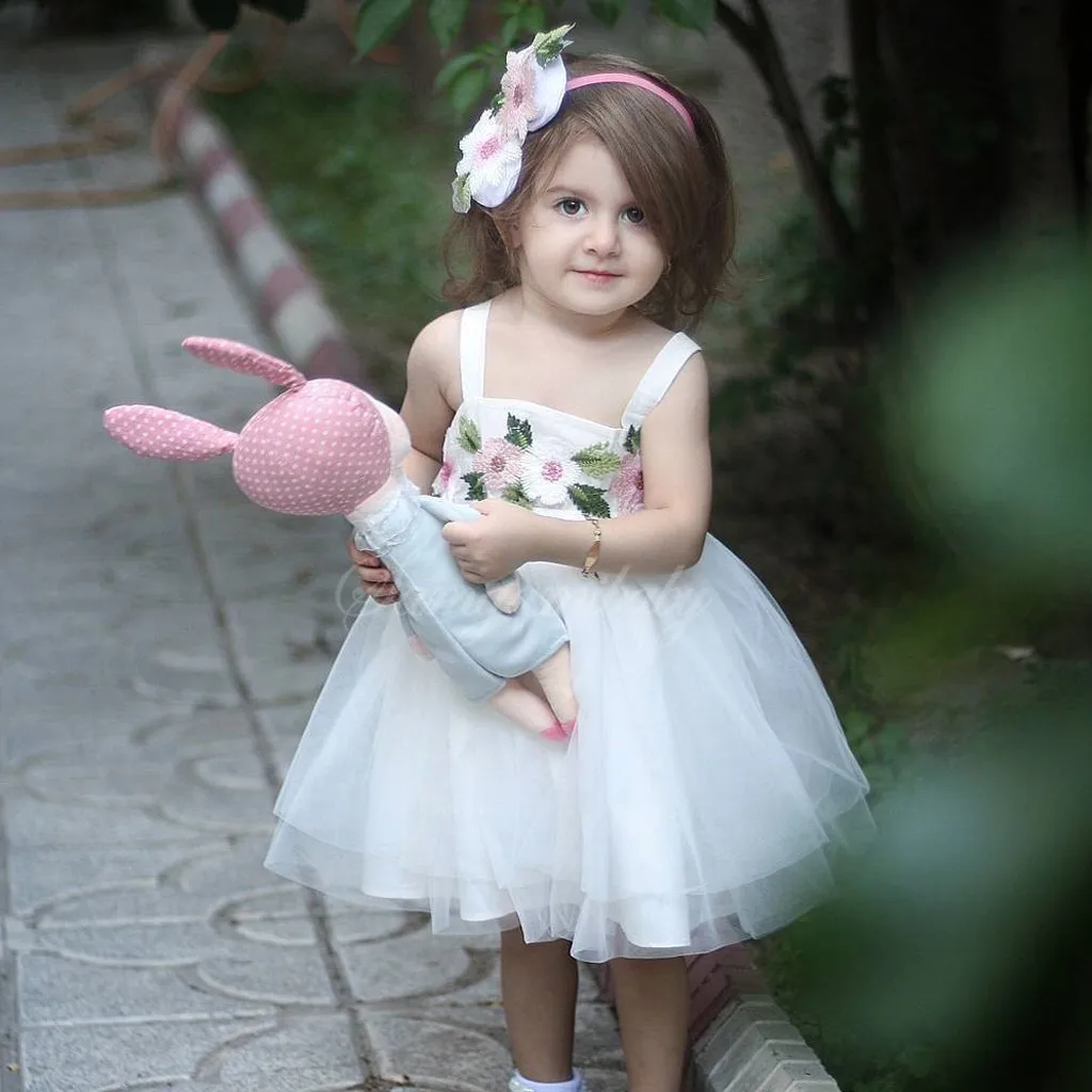 Robe d'été en dentelle pour petites filles Sans manche, tenue