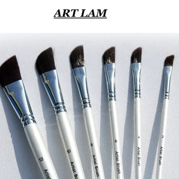 

ART LAM 6pcs Nylon Hair Paint Brushes Artist Oil Watercolor Painting Brush For Learning Oil Acrylic Art Supplies