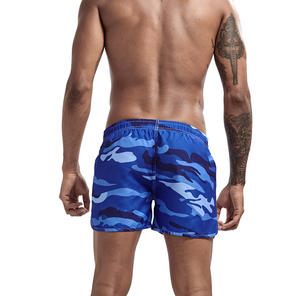 Camuflagem masculina curta secagem rápida, calções de