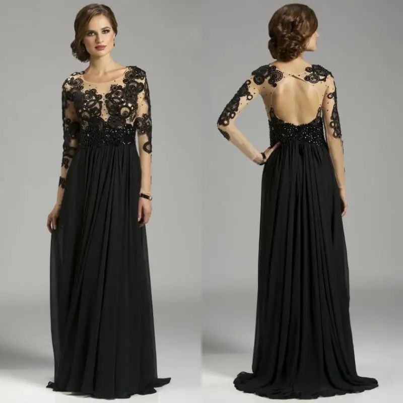 Classic-Long-Sleeve-Backless-Mother-Of-The-Bride-Groom-Dresses-Applique ...