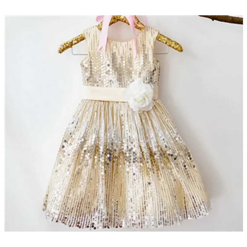 

[Bosudhsou] als-9 Girls Dresses Sequinned Sleeveless Full Dress Costume Clothing Party Dress Baby Girls Clothes