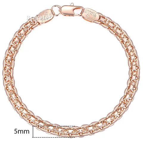 585 Rose Gold Bracelets Curb Snail Foxtail Venitian Link Hand Chain Friendship Jewelry Gifts for Women Girl 7-9inch