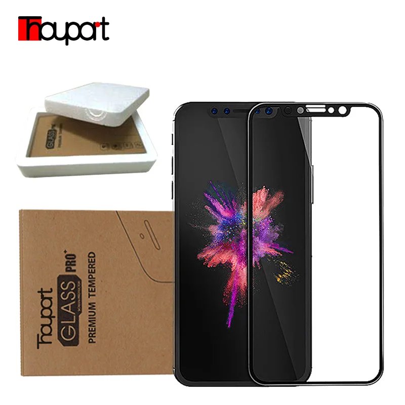 

XS Thouport Full Cover Tempered Glass For iphone X Screen Protector Silicone Frame Retail Box Film Protective For iphone X XS