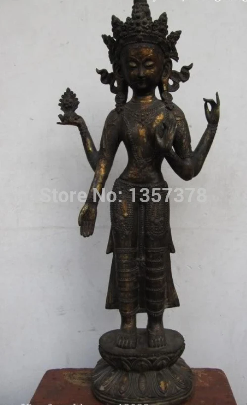 

shitou 00204 Bronze Copper Four armed Avalokitesvara Kwan-Yin GuanYin Goddess Buddha Statue