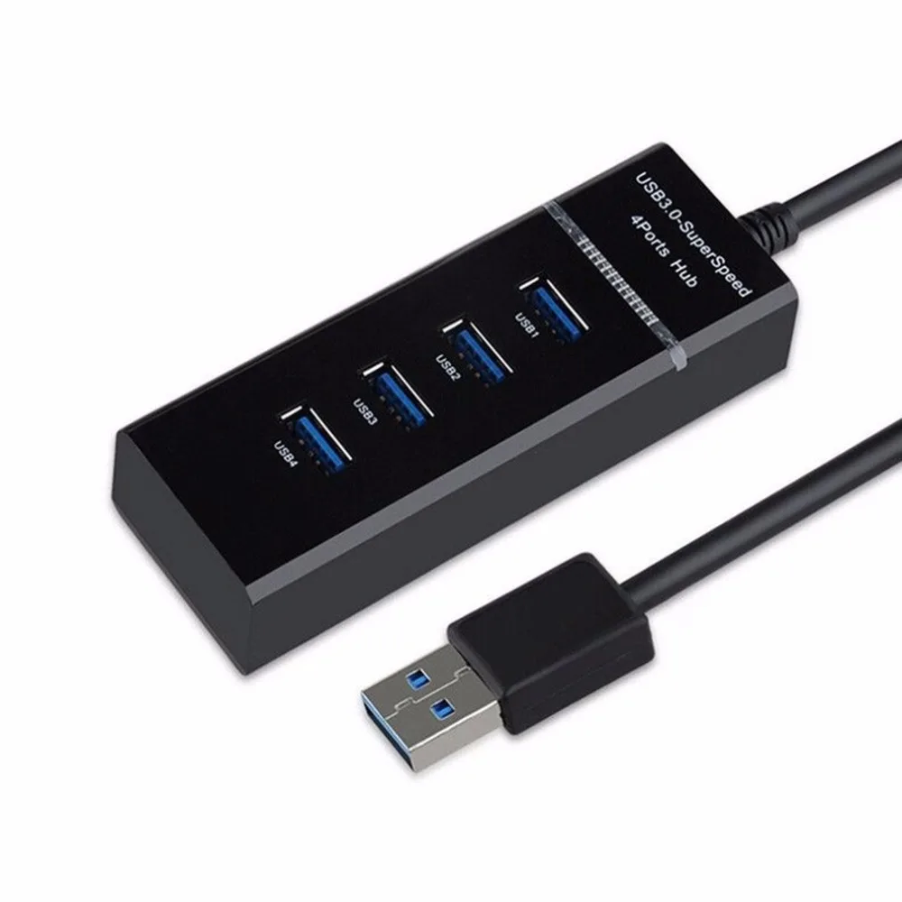 Usb-хаб с 4 портами, Высокоскоростной USB 3,0 концентратор, адаптер-удлинитель, портативный usb-разветвитель для ноутбука, ноутбука