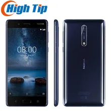 Разблокированный Nokia 8 Qualcomm835 Dual SIM 5,3 дюймов экран 4 Гб+ 64 Гб двойная задняя камера 13,0 МП 4G-LTE отпечаток пальца