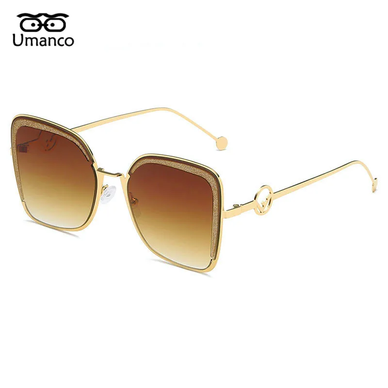 Umanco новые роскошные модные брендовые блестящие солнцезащитные очки для женщин и мужчин металлическая оправа PC линзы дизайнерские пляжные дорожные аксессуары Подарки - Цвет линз: 03