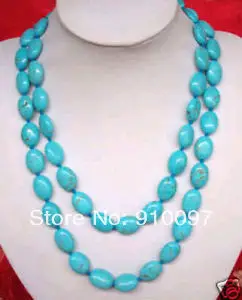 

>>>Beautiful Green Turquoise Beads Necklace 48"Long