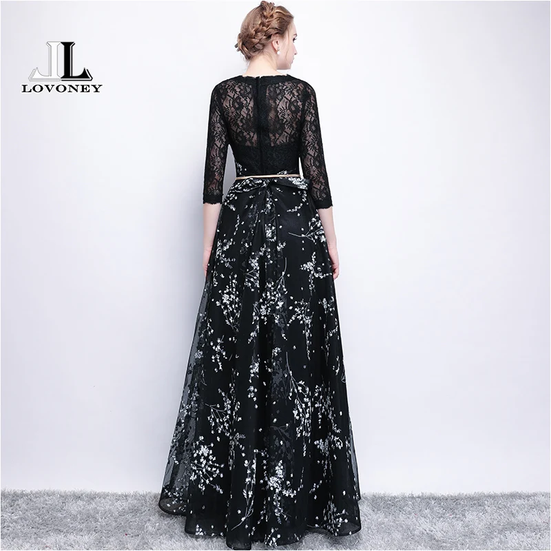LOVONEY Elegant Lace Evening Dress Long Flower Print Occasion Party Dress Evening Gown Formal Dresses Robe De Soiree YS410 LOVONEY Elegant Lace Evening Dress Long Flower Print Occasion Party Dress Evening Gown Formal Dresses Robe De Soiree YS410