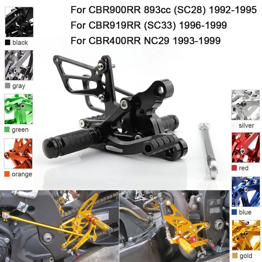 CNC Алюминиевые Регулируемые Rearsets подножки для Honda CBR900RR 893cc CBR919RR SC33 CBR400RR NC29