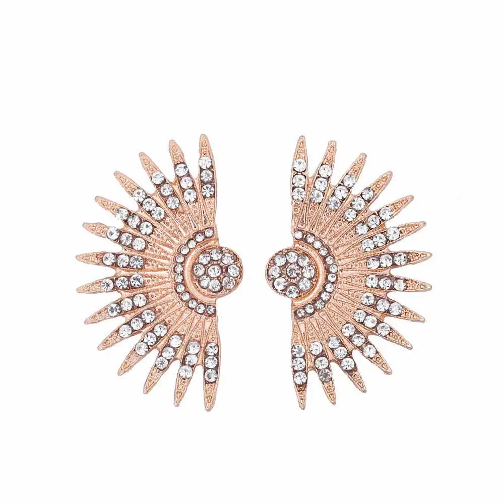 

IPARAM 2017 new fashion geometric crystal earrings nail rivets earrings retro luxury generous fan female earrings