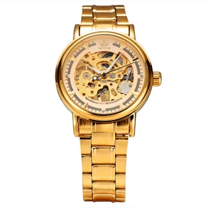 SEWOR полностью из нержавеющей стали золотые часы для мужчин дизайнерские мужские s часы лучший бренд класса люкс Скелет механические часы мужские Relogio - Цвет ремешка: SW045C