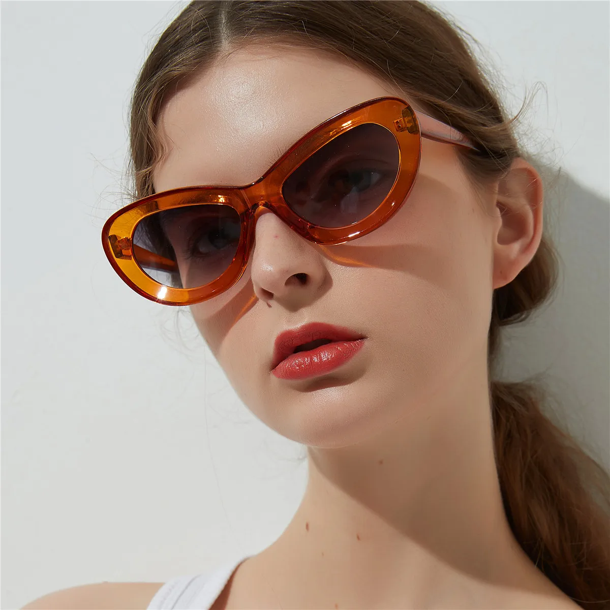 Женские Овальные Солнцезащитные очки Pinkycolor кошачий глаз карамельных цветов с