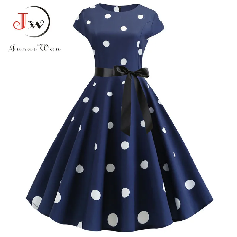 2020 Women Summer Dress Vintage Floral Print Rockabilly Dress Robe Femme Sundress Vestidos Plus Size Polka Dot Party Dress 2020 Women Summer Dress Vintage Floral Print Rockabilly Dress Robe Femme Sundress Vestidos Plus Size Polka Dot Party Dress