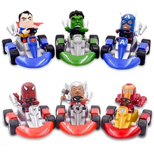 Buy New Anime Figure Spiderman Batman Superman Ironman Hulk Captain America Thor Racing Car  Model Kart Pull Back Car Kids Hot Toys Free Shipping