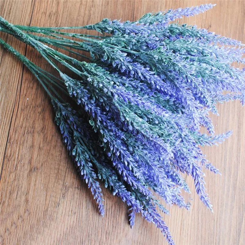 

10Pcs /lot 35 Centimetri Provence Romantic Artificial Flower Lavanda Bouquet With Green Leaves For The Party House Decorations