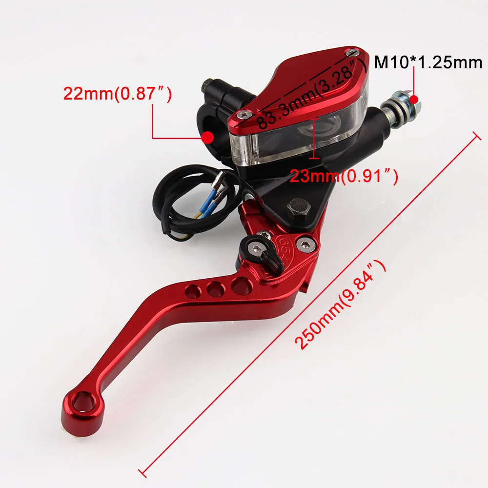 Пара Универсальный мотоцикл гидравлический тормоз сцепления Главный цилиндр водохранилище Рычаг (красный)