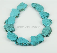Large Howlite Slice Beads,Sky Blue Drilled Slab Beads Freeform Pendants DIY Necklace Jewelry,20-28×26-38mm