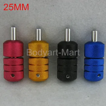 

4pcs Pack New Aluminum Alloy Tattoo Auto Lock Grips Self Lock Tattoo Grip Tube 25mm Blue Black Red Gold Supply ZGR25#