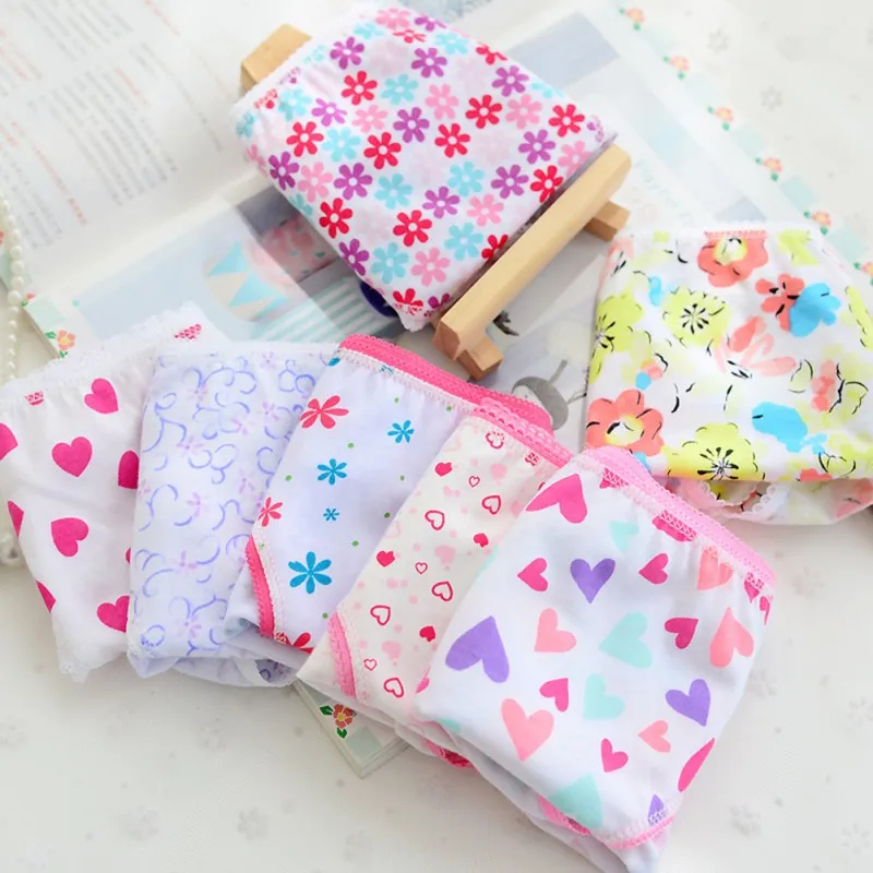 6pcs/Set Baby Panties Cotton Kids Underpants Baby Girl Print Briefs Panties For Girls Children's Underpants Random Color