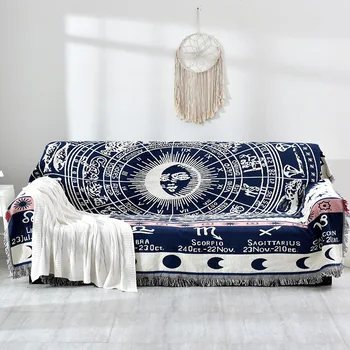 

Cotton thread Weaving sofa towel Mediterranean constellation retro sofa blanket Plaid throw literary tapestry sofa cushion 2019