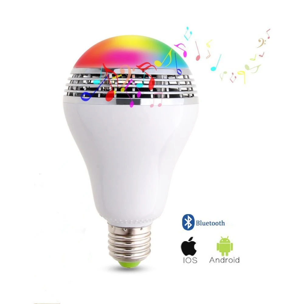 Dimmable E27 10W RGB LED Bulb Bluetooth Lighting Lamp Color Adustable Speaker Music Lights Bulb With