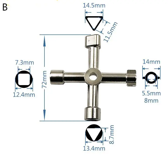 Многофункциональный Универсальный Крест ключ треугольник ключ для поезда Электрический шкафчик лифта клапан сплав треугольник квадрат