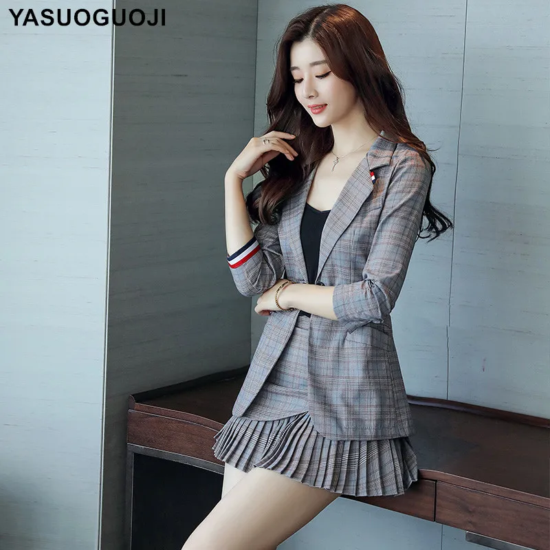 YASUGUOJI новинка 2018 офисный женский стиль повседневная женская форма блейзер с