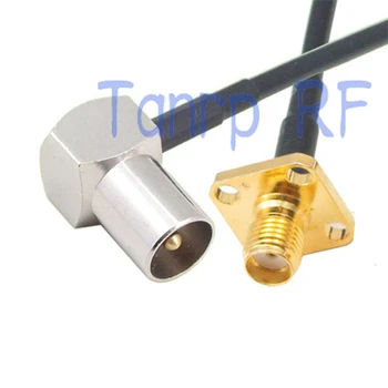 

6in TV male right angle 90 degree to SMA female with 4 hole panel RF adapter 15CM Pigtail coaxial jumper RG174 extension cable
