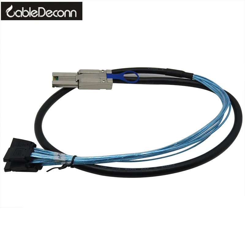 

Mini sas 26P SFF-8088 TO 4x SATA 7Pin Mini-SAS 26P TO 4SATA cable with latch 1m