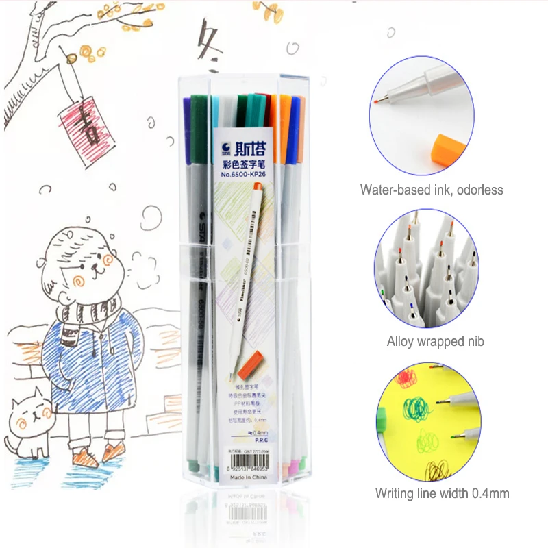 

STA Fineliner Art Marker 0.4mm 18/26 Color Ultra Fine Tip Micron Liner Markers Water Based Assorted Ink Needle Pen for Painting