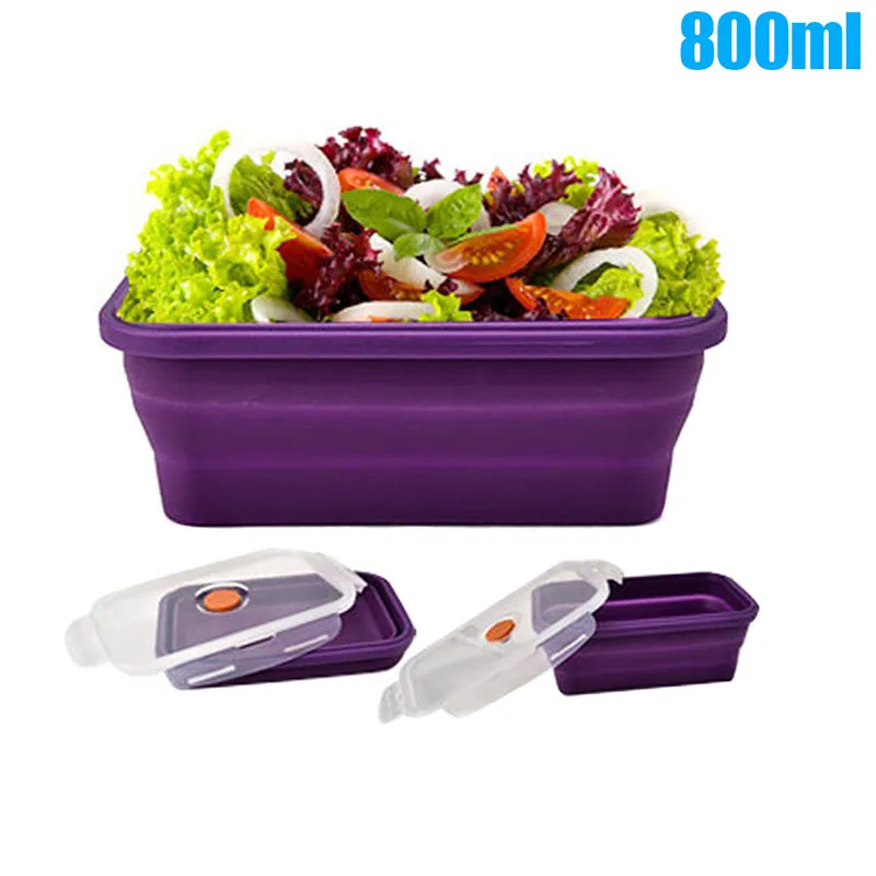 Portátil de alta calidad de silicona plegable caja de Bento almuerzo de contenedor de almacenamiento de alimentos cajas deportes al aire libre Camping juego de vajilla