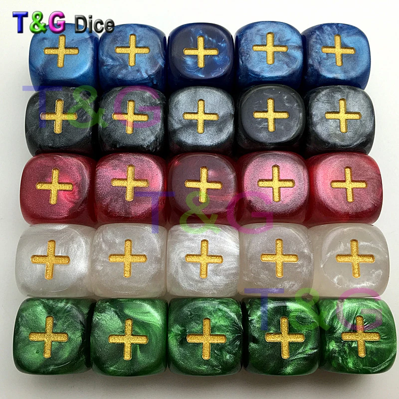 

High Quality 6pcs/set 5 Color 16mm Fate or Fudge Dice ,two of "+" "-" blank faces for Special Board Game