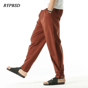 

Mens Linen Trousers Chinese Style Elastic Waist Men's Casual Pants Fashion High Quality Jogger linen Pants Men Linen Pants