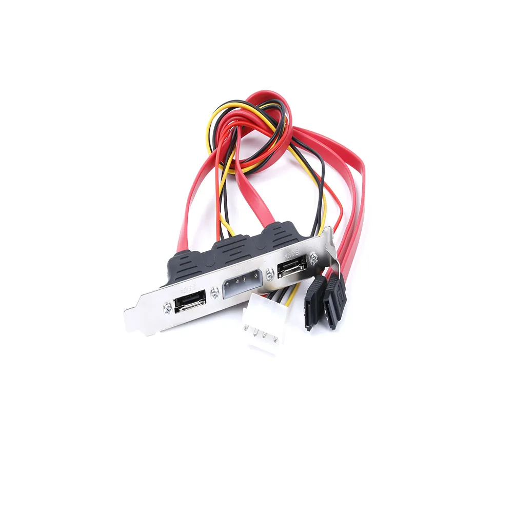 

NEW 2-eSATA + 4 Pin Power Bracket Port to Female SATA Cable Durable Computer Kits