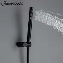 Classic Style All Copper Round Handheld Shower Head PVC Hose Connector Adjustable Wall Holder Black Matte Black Finish smesiteli classic style all copper round handheld shower head pvc hose connector adjustable wall holder black matte black finish