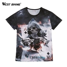 West biking летняя футболка для бега дышащая мужская футболка с принтом скелета покера Harajuku футболка для велоспорта футбол Джерси футболки для бега