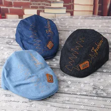 Хлопковый берет, шапка для маленьких мальчиков и девочек, кепка Newsboy на лето и осень, детская джинсовая полосатая плоская кепка s