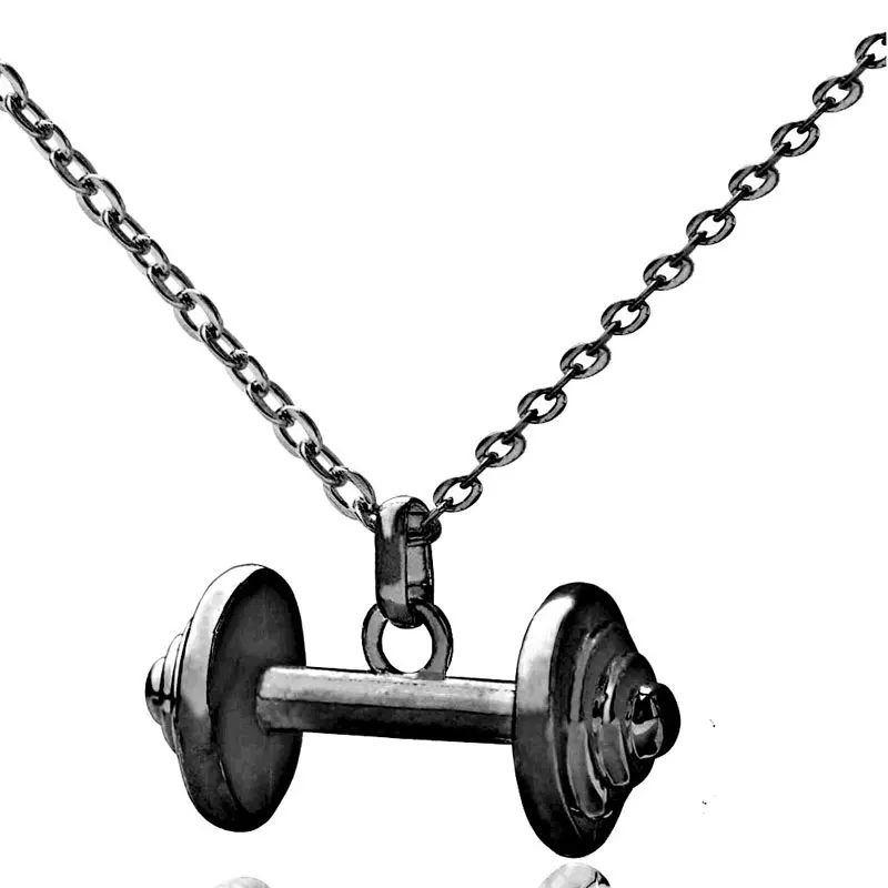 Dumbbell Necklace Fitness Jewelry Charm Pendant Gym Accessory Crossfit