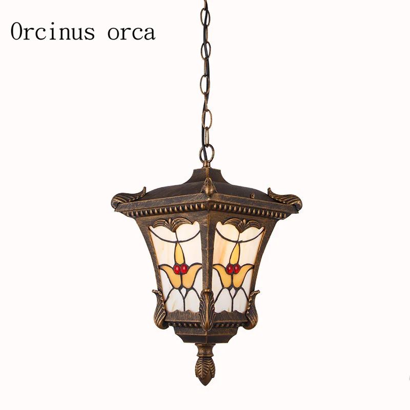 American retro stained glass outdoor chandelier garden balcony aisle