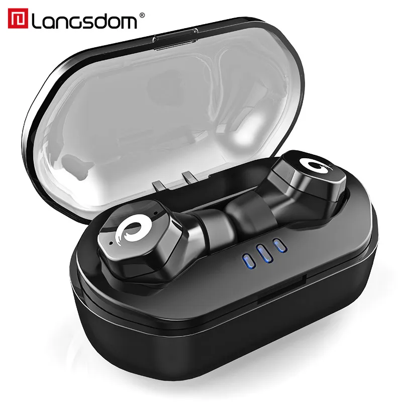 Langsdom номер мини Беспроводной Bluetooth наушники СПЦ IPX7 Водонепроницаемый в ухо с