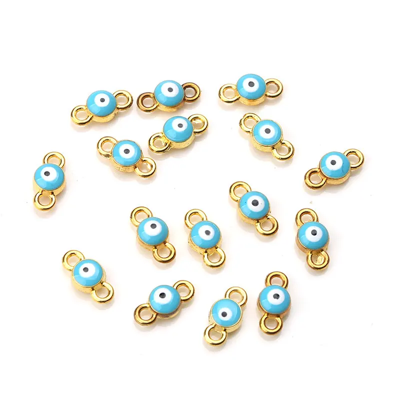 

20pcs/lot 6*12mm Fashion Evil Eye Connector Resin Bead Alloy Charms Pendant for Necklace Bracelet Jewelry Making